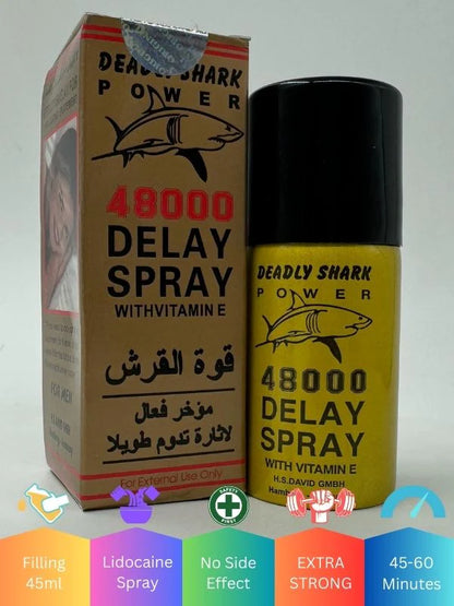 Deadly Shark 48000 Delay Spray – Lidocaine Formula for Men