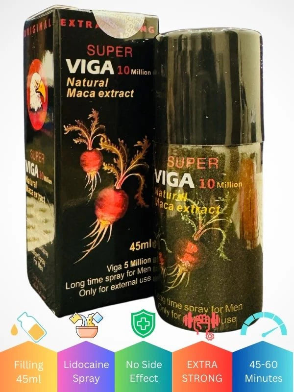 Super Viga 10 Million Delay Spray – Natural Maca Extract (45ml)