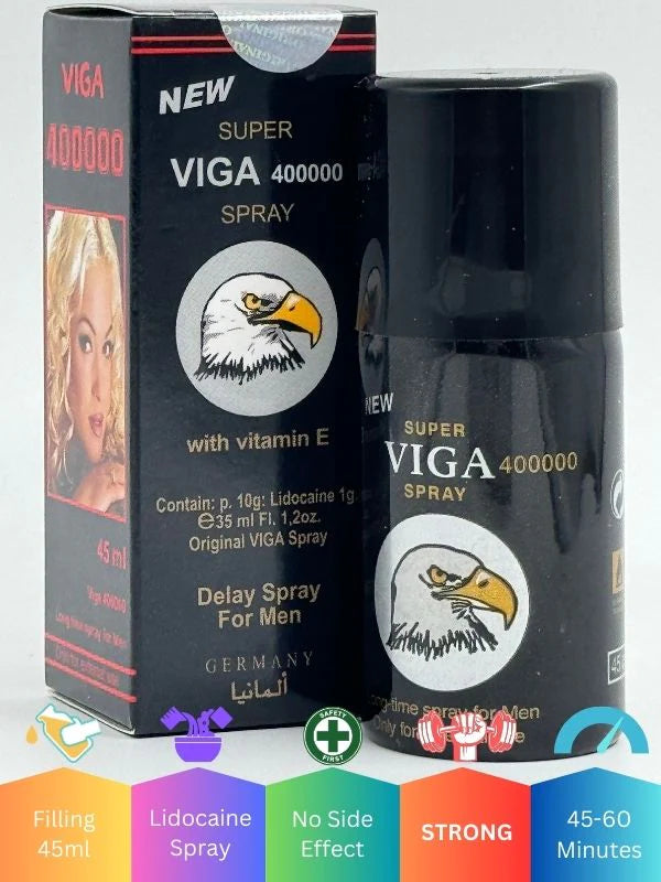 Super Viga 400000 Black Delay Spray for Men – Long Lasting Performance